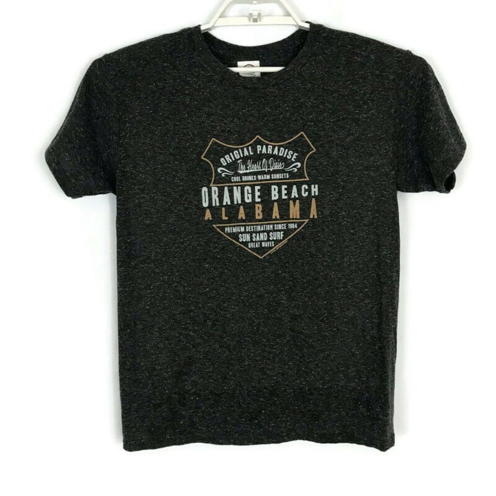 Delta Youth Shirt Size L Large Gray Soft Short Sleeve Orange Beach Tee Vacation
